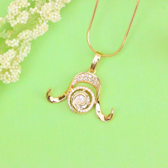 "Rose Gold Taurus Zodiac Pendant with Sparkling CZ and Curved Horns, XPPT1544 - Picture 3 of 12